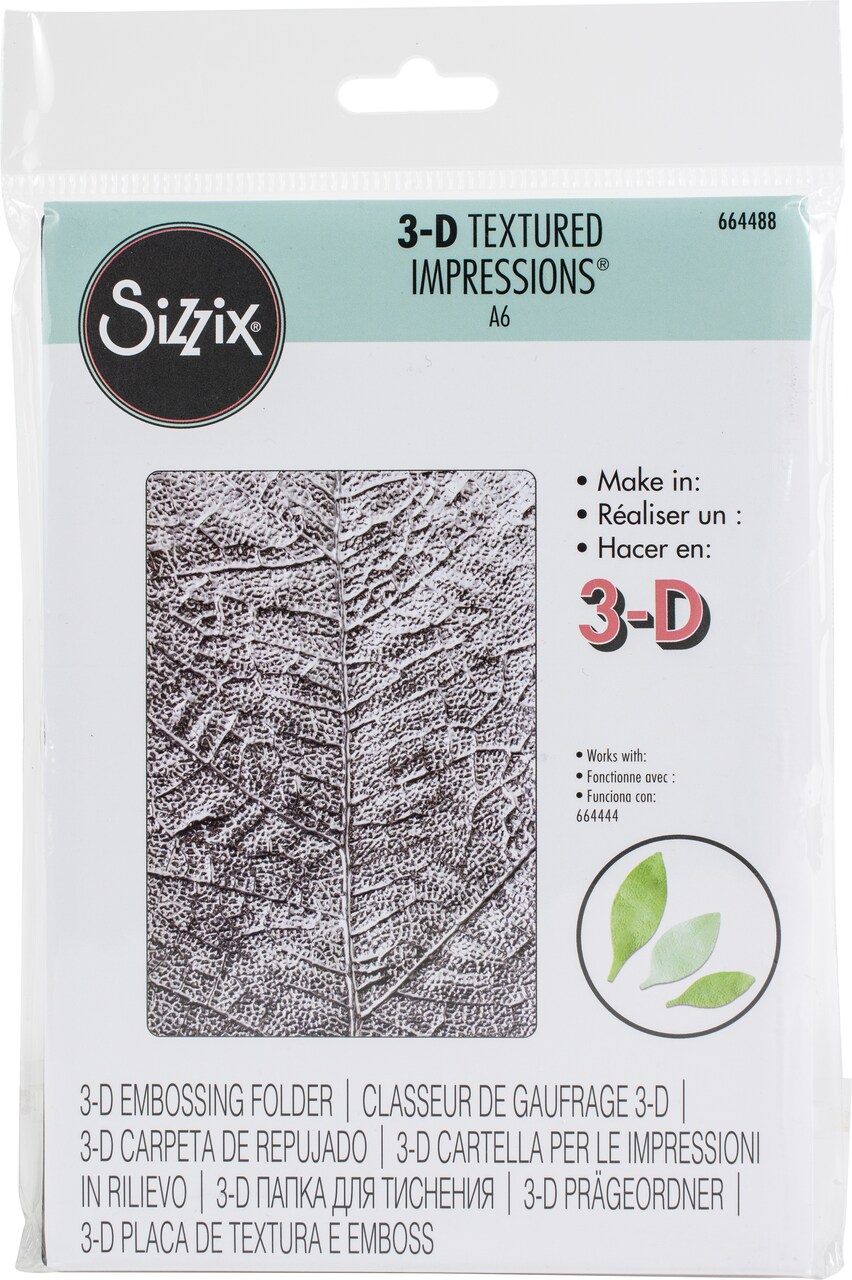 Sizzix 3D Textured Impressions Embossing Folder-Leaf Veins